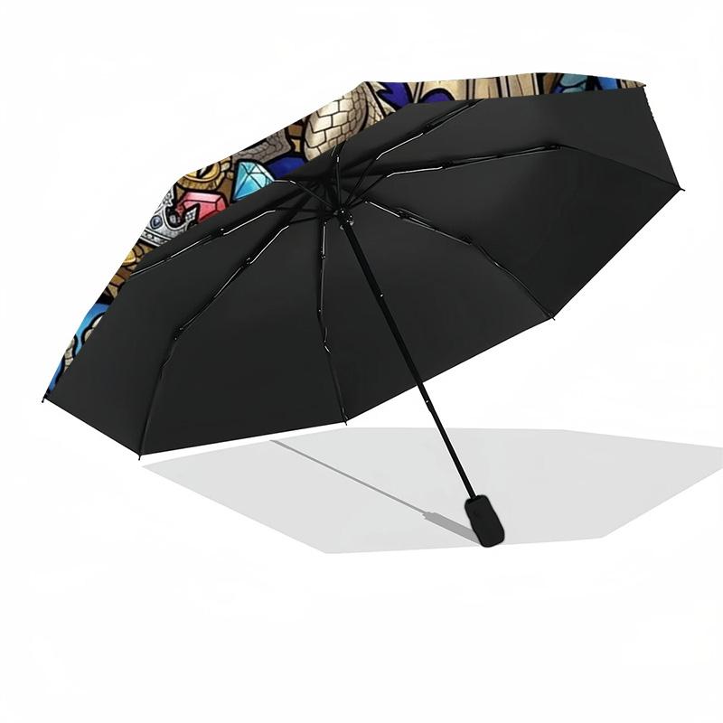 Dragons Treasures pattern umbrella, portable and foldable design, 8 ribs, a casual accessory for Halloween, Christmas, and birthday gifts.