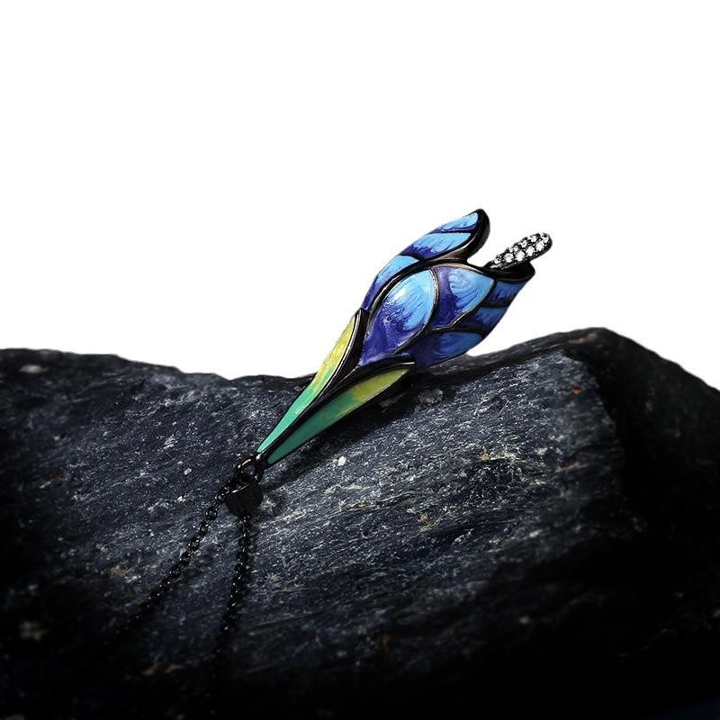 Корейский стиль Мода Мечтательный цвет Синий Лотос Ожерелье Этнический стиль Красота Свежая ключичная цепочка