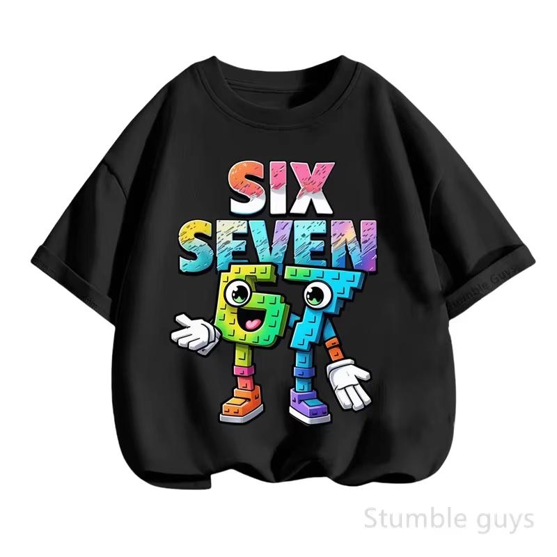 Kids Boys Cartoon Number 67 Graphic TShirt Soft Cotton Crew Neck Tee Casual Summer Wear for Daily Schooldf0010