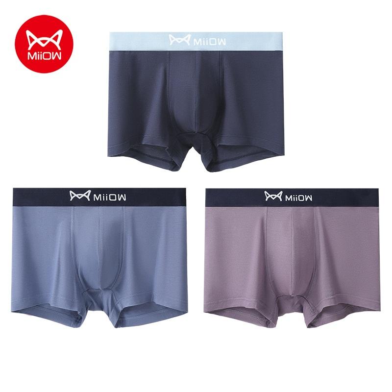 MIIOW 3 шт., мужское нижнее белье из модального хлопка, антибактериальные шорты-боксеры с графеновым шаговым швом, свободные дышащие шорты для взрослых, L-4XL