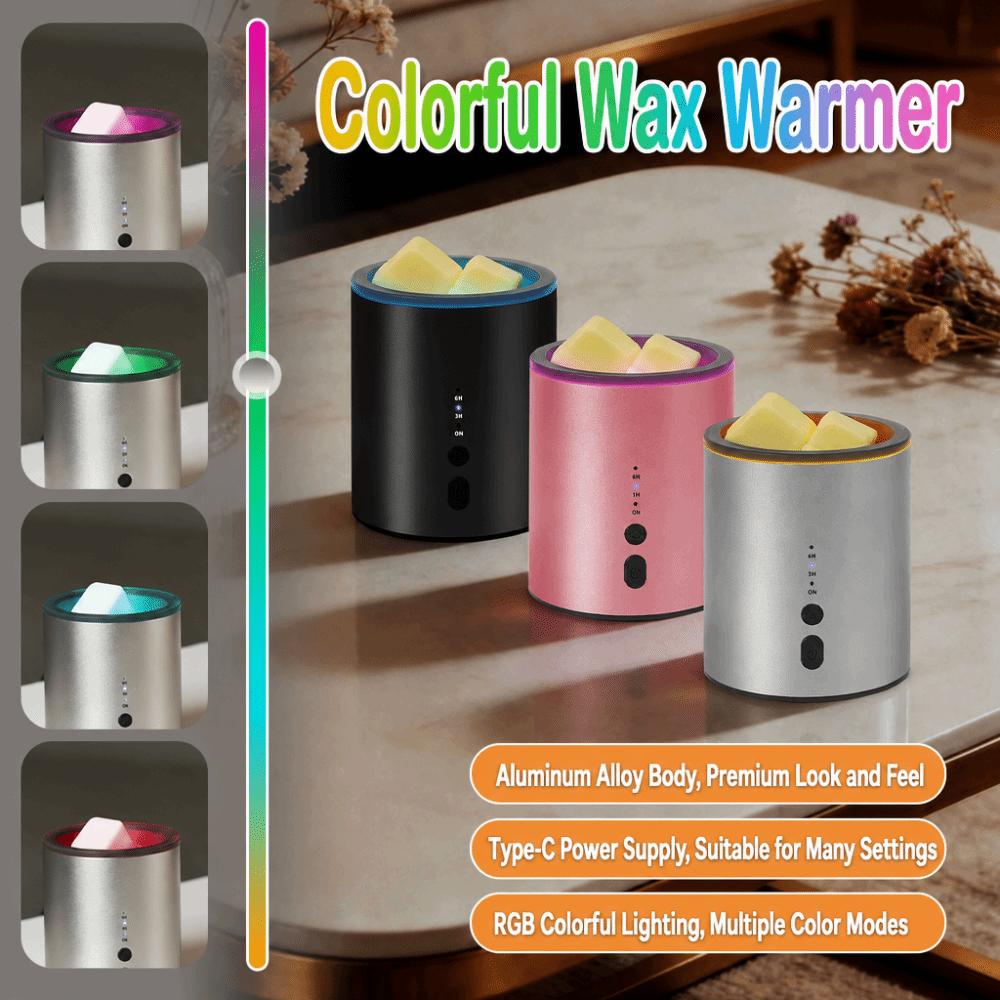 Multicolor Light Wax Warmer Aluminum Alloy Oil Burner Multi-functional Aroma Lamp Bedroom Decor