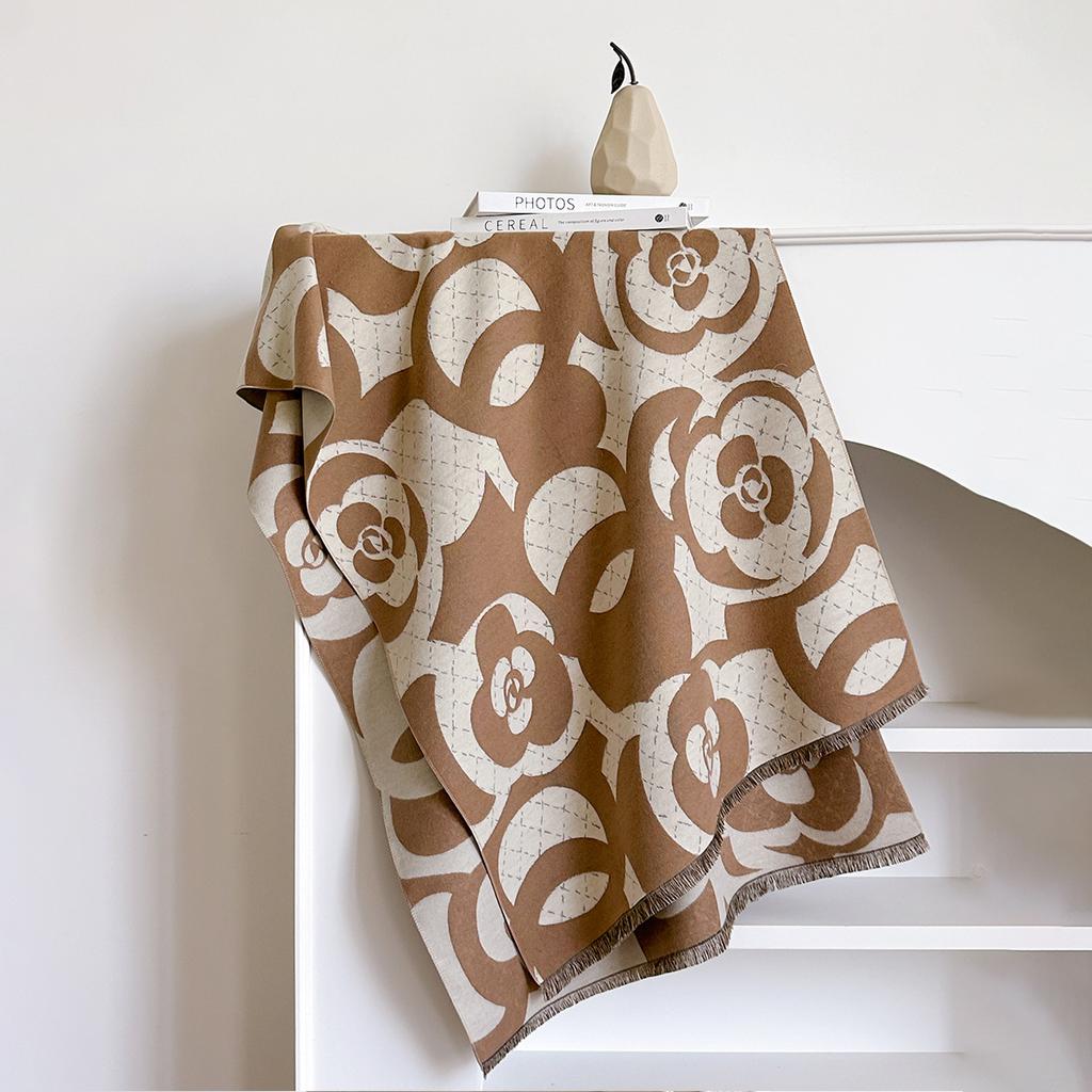 Scarf Autumn And Winter Shawl Japanese And Korean Imitation Cashmere Soft Imitation Cashmere Camellia Cold-Proof Atmosphere Warm Scarf