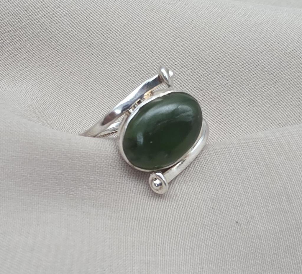 Nephrite Jade Ring: 925 Sterling Silver Gemstone Jewelry Handmade Ring May Birthstone Gift