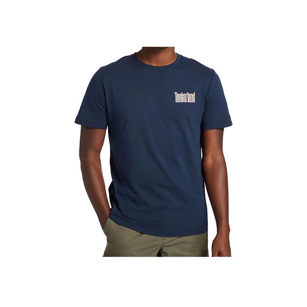 Timberland Повседневная спортивная футболка с круглым вырезом и коротким рукавом с буквенным принтом, мужские топы, темно-сапфирово-синие A253Q-433