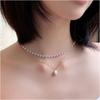 Elegant Multi Layer Imitation Pearls Pendant Necklace for Women Adjustable Length and Alloy Chain Neckpiece Jewlery