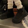 Модная женская обувь 2024 года, женские сапоги-туфли с круглым носком, теплые, из плотного плюша с начесом, на среднем каблуке, водонепроницаемые, простые, для снега