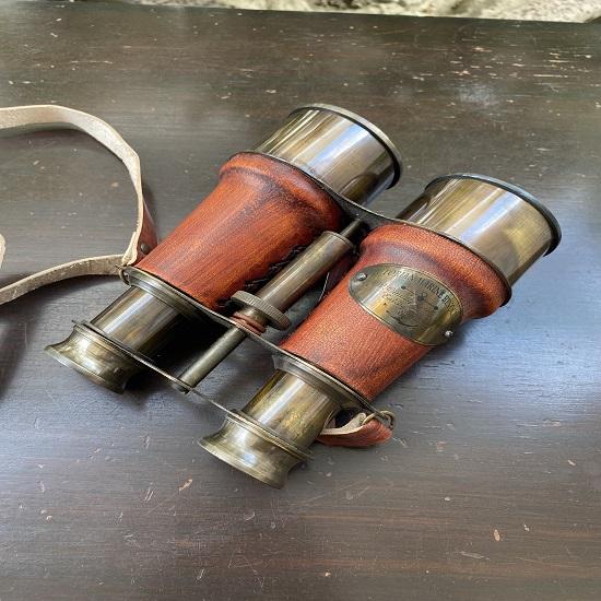 15.24 Cm Antique Brass Victorian Marine Binocular In Leather Cover, Camping, Hunting, Bird Watching Best for Gift