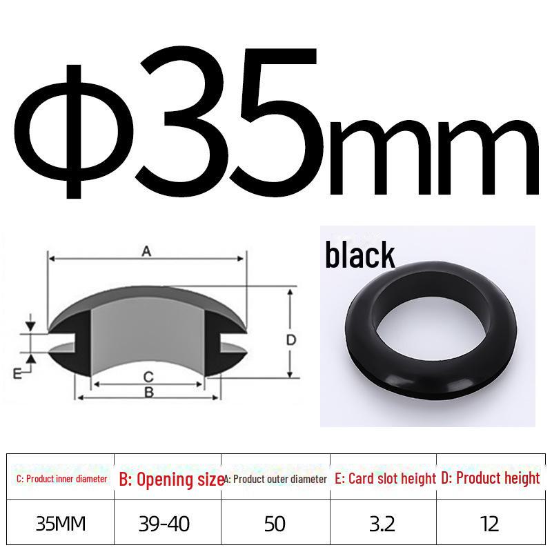 Черное двухстороннее резиновое защитное кольцо для провода