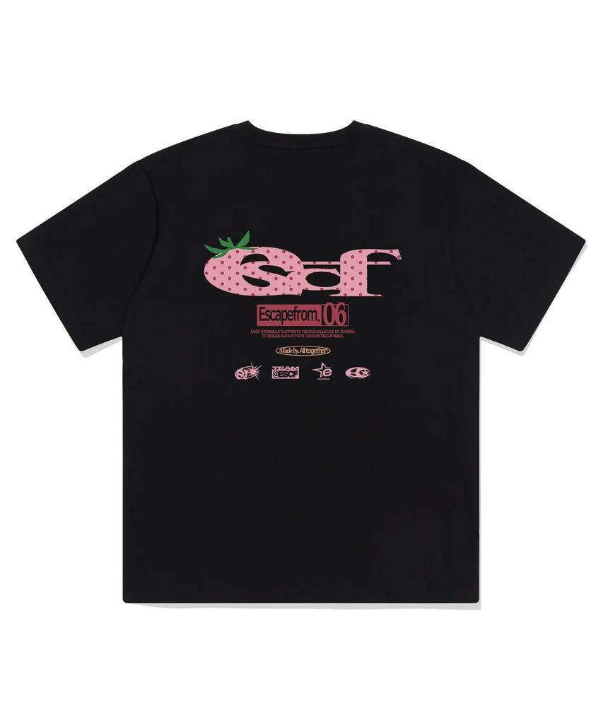 Strawberry Gaf Escapefrom. 06 Graphic Print Black T-shirt