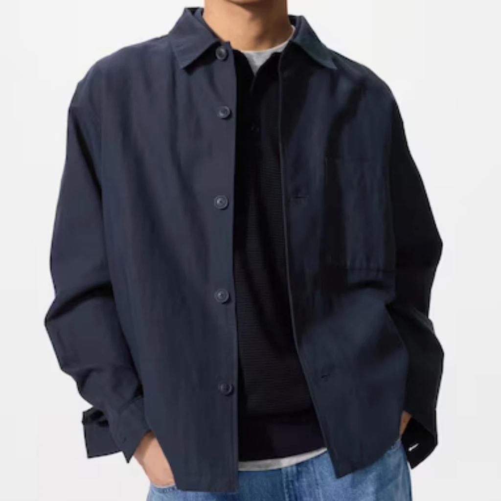 Uniqlo Хлопково-льняная рубашка-куртка 4 цвета XS-4XL Мужская Унисекс Новая Япония