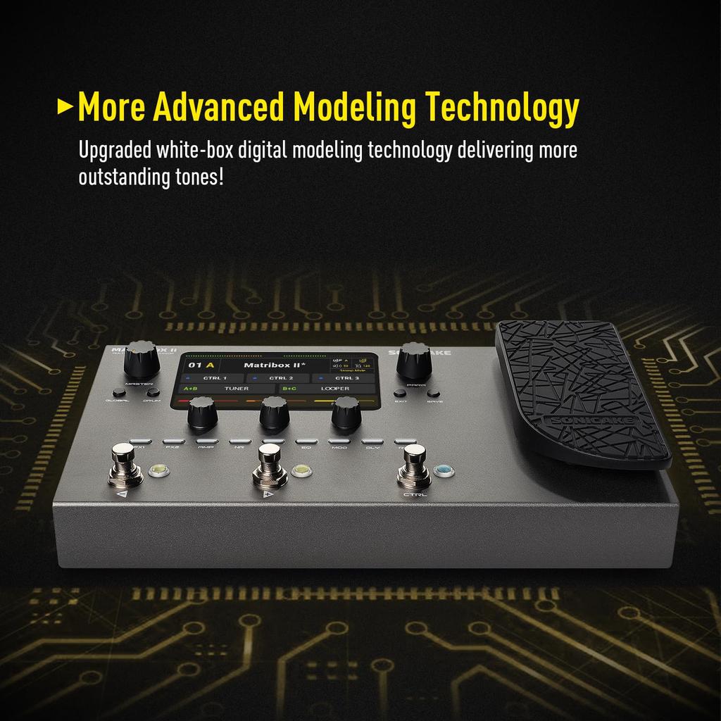 SONICAKE Matribox II Педаль с более чем 200 усилителями, FX, стерео USB-аудиоинтерфейсом, мультиэффектами, встроенными эффектами, моделированием, луперами, MIDI, OTG,