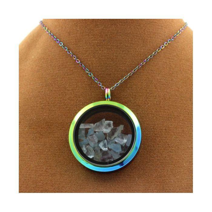 Stones and Minerals. Raw Aquamarine Necklace. Multicolored Model.