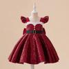 Kids Girls Santa Claus Xmas Princess Sequins Dress Children Christmas New Year Cosplay Costumes Kindergarten Performance Role Play Outfit