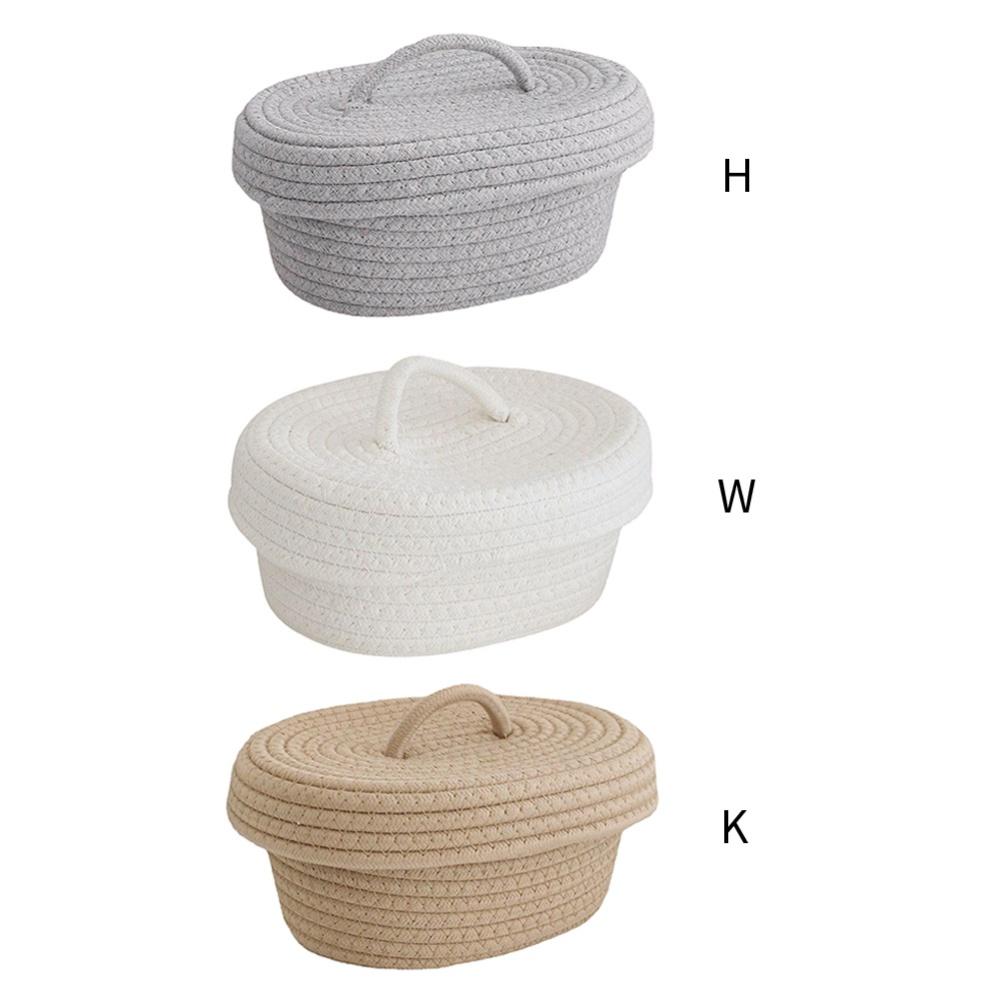 Декоративная плетеная веревочная корзина, корзина для хранения всякой всячины с ручками на крышке, органайзер для косметики, домашний комод, настольный ящик для хранения