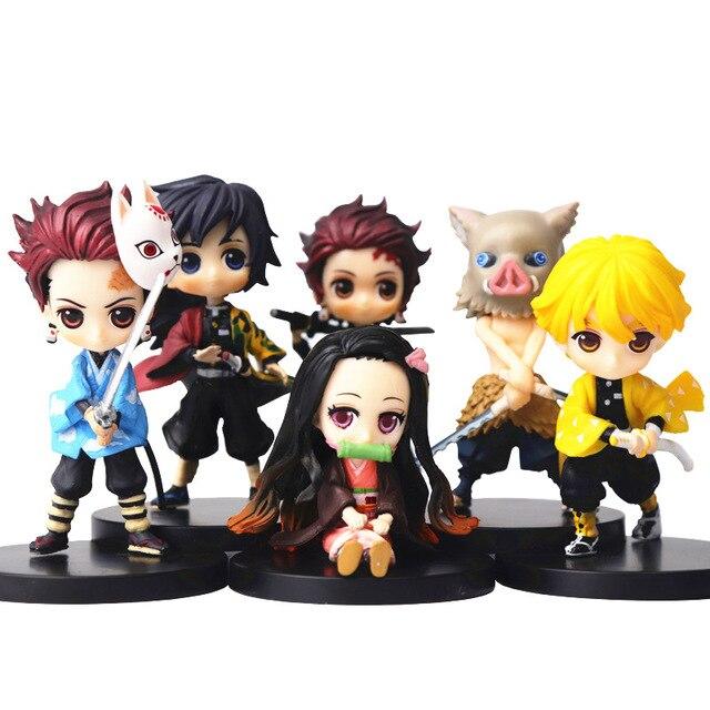 6pcs /Lot Lookup Demon Slayer Anime Figure Kimetsu No Yaiba Kamado Nezuko Kamado Tanjirou Agatsuma Zenitsu Action Figure Toys 6cm