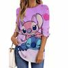 Round Neck 3D Cartoon Printed Top Casual Long Sleeved Women's T-shirts - Soft Medium Stretch Polyester Fabric Spring and Autumn Relaxed Fit Clothing