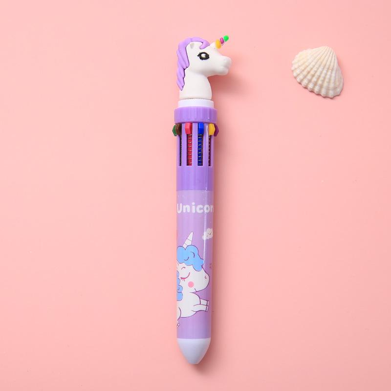 10 цветов шариковая ручка милый единорог мультфильм динозавр цвет выдвижная ручка многоцветная в 1