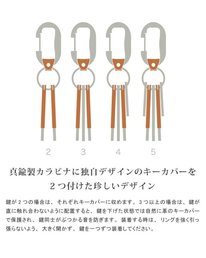 Keychain Key Cover Key Cover Key Ring Carabiner Made In Japan Leather Brass [Cliff] Men's (Green)