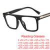 Модные очки для чтения с большой черной квадратной оправой, блокирующие синий свет, пружинные дужки, очки для пресбиопии, настраиваемые 0~ +600
