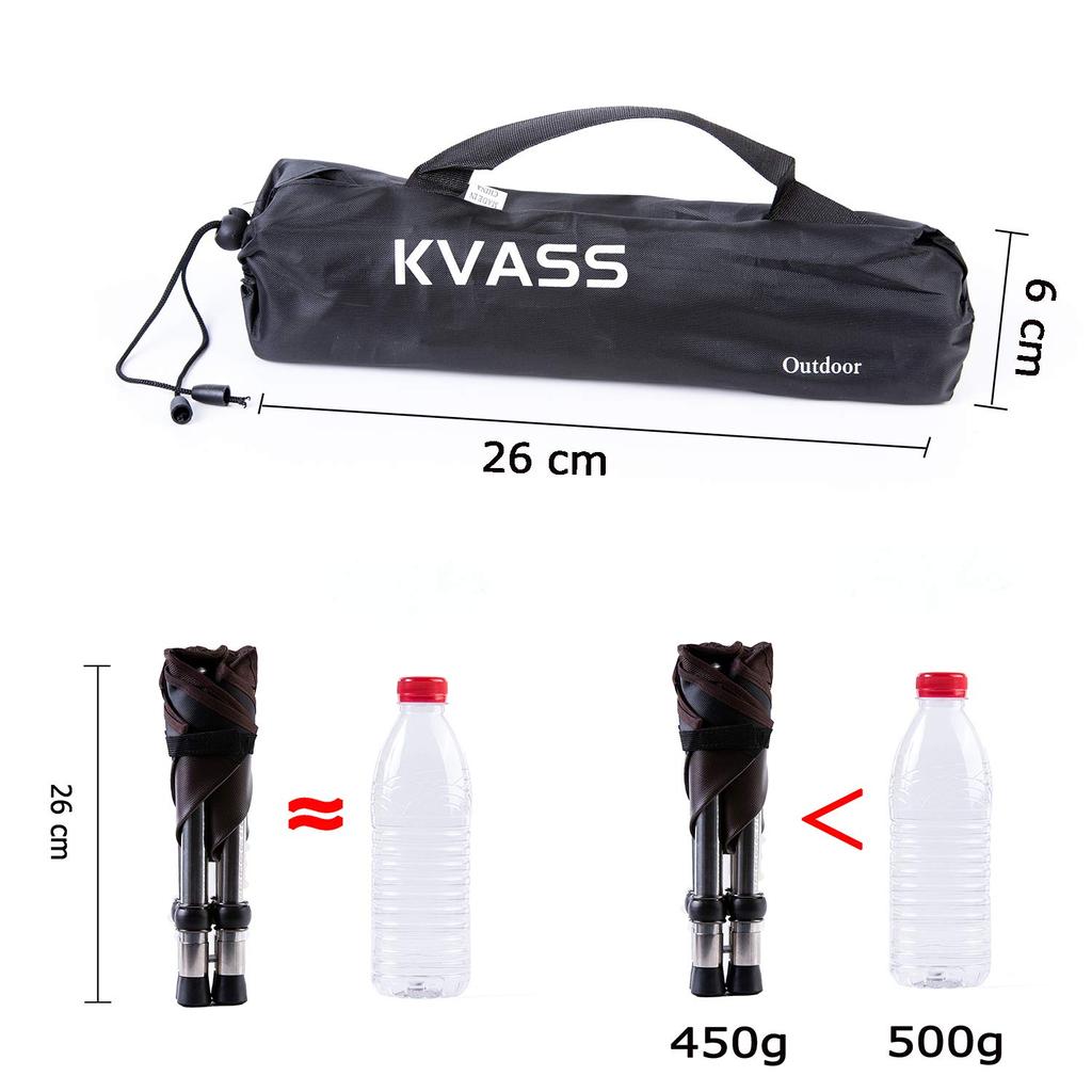 KVASS Outdoor Folding Weight Stainless Ultra with Storage Ideal for and Brown Chair, Compact, 80-100kg Capacity, Steel, Lightweight, Bag, Camping,