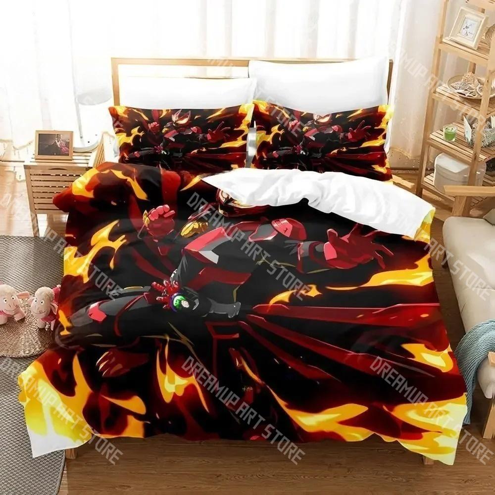 Модный аниме-комплект постельного белья Kamen Rider Односпальный Двуспальный Полный Queen King Размер Комплект постельного белья Для детской комнаты Комплекты с пододеяльником Комплект простыней