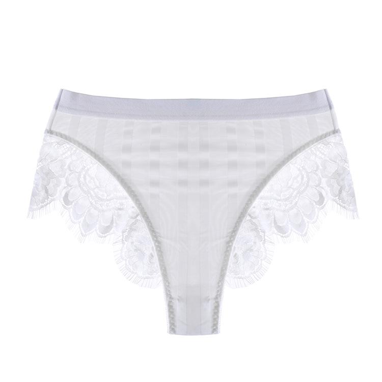 Women Briefs Sexy Panties Stitching Lace V Pants Underpant Comfortable High Fork Hip Lift Mid High Waist Panties