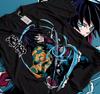 100% Cotton TOPS UNISEX TEES MENS WOMENS Giyu Tomioka T-Shirt Demon Slayer Kimetsu No Yaiba Anime Black Shirt Gift 092