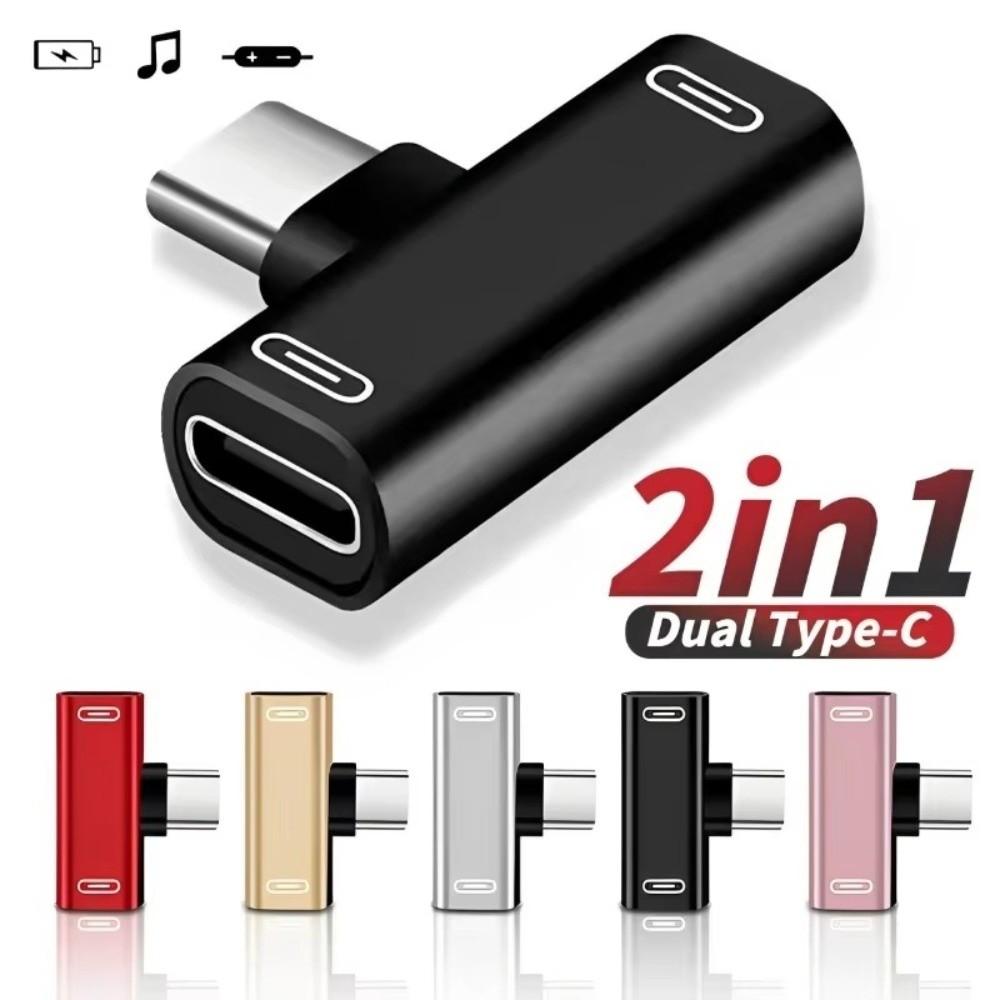 2Pcs 2-in-1 Splitter Converter Aluminum Data Transfer Adapter New USB-C Splitter Phone Accessories