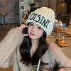 Women Autumn Winter Warm Thicken Ear Protector Fisherman Hat Embroidered Letter Knitted Hats Sweet Cute Cap