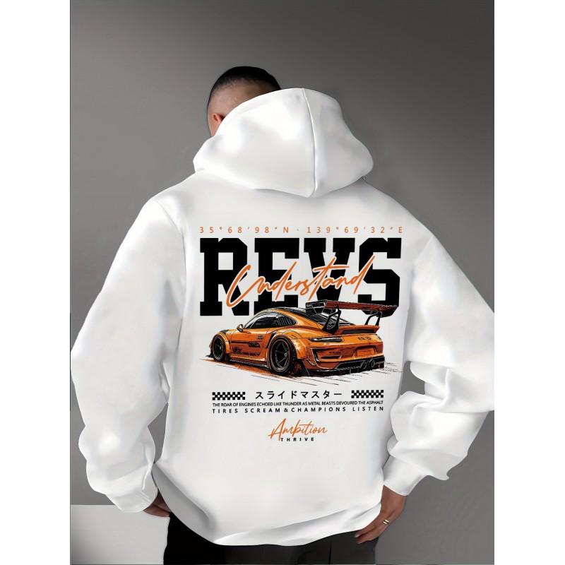 Oversized Hooded Sweatshirt With Bold Tokyo Racing Graphic Print Unisex Loose Fit Winter Casual Wear