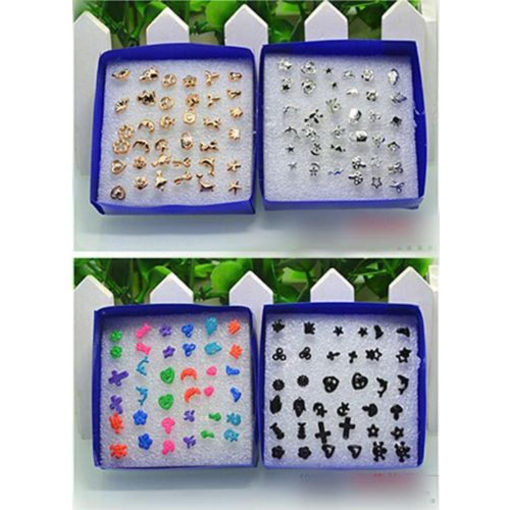 18 Pairs Novelty Lady Women Plastic box Ear Studs Earrings Gold/Silver Plated