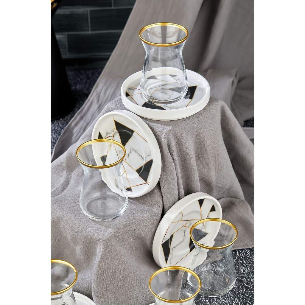 Набор чайных чашек из 12 предметов, мозаика с украшением из золотой позолоты, чайный сервиз