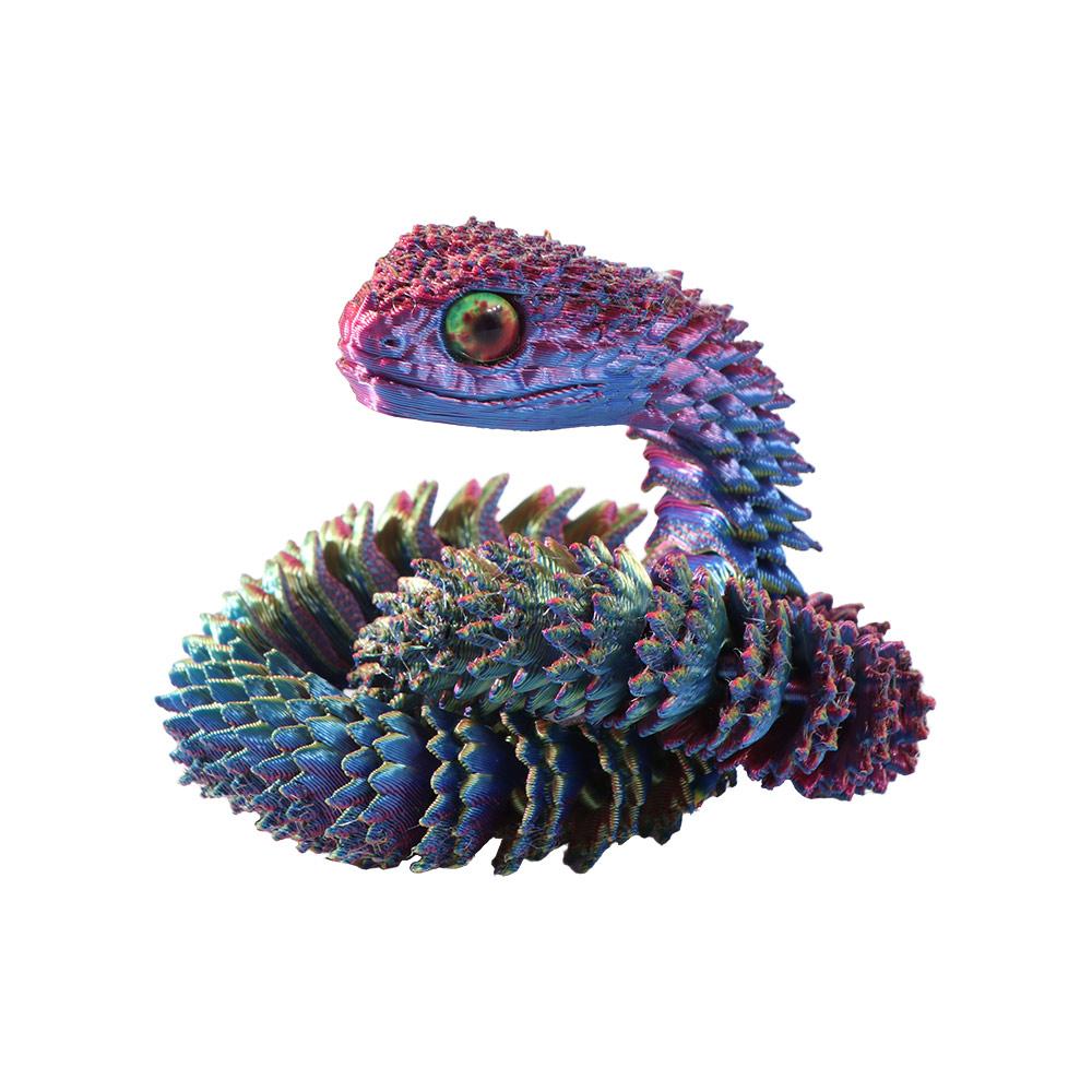Realistic 3D Printed Snake 30/45/60cm Rotatable Simulated Snake Ornament PLA Multicolor Animal Simulation Model Car Decoration