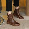 Новые женские ботинки в стиле ретро, ​​осенне-зимняя женская обувь, кожаные повседневные ботильоны на плоской подошве, женские полусапоги на платформе