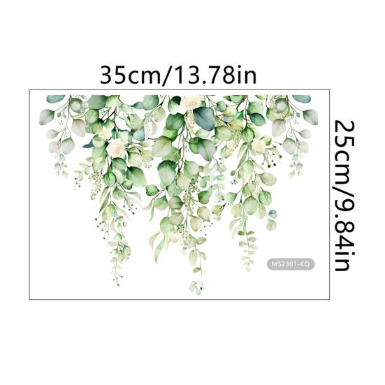 Colors Green Plant Flowers Pattern Self-Adhesive Wall Sticker for Home Bathroom