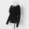 Womens Relaxed Fit Knit Sweater With Off-Shoulder Twist Detail Solid Color Cotton-Poly Blend Long Sleeve Slim 2026