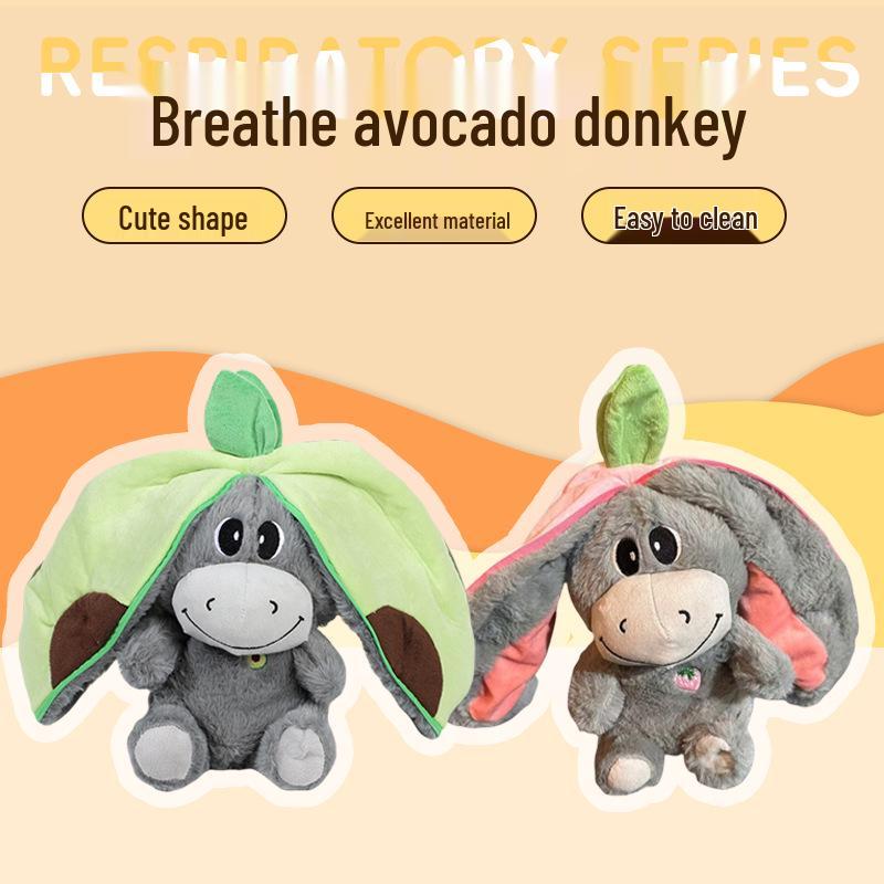 Glowing Breathing Avocado Donkey Plush Toy - Washable & Funny Comfort Doll for Kids