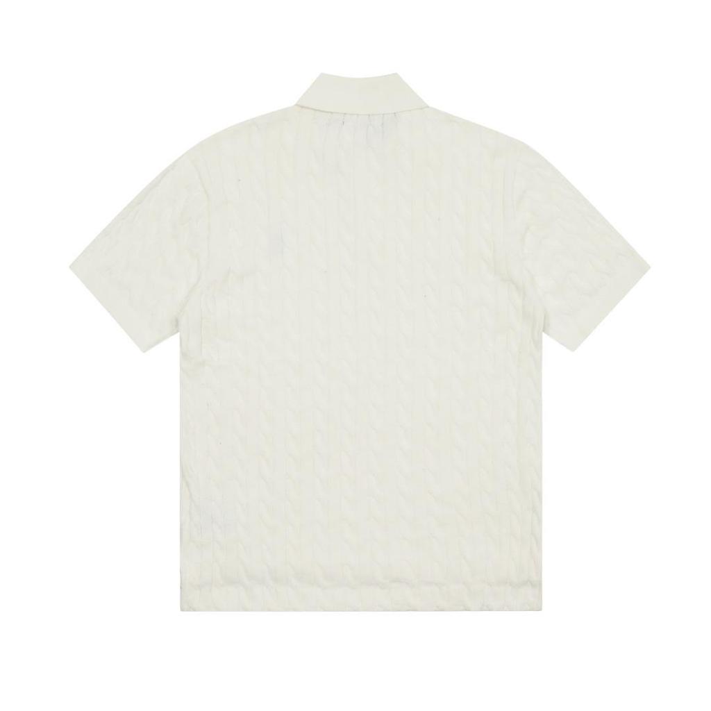 Высококачественный всесезонный классический универсальный вязаный кардиган 25SS с отложным воротником, на двух пуговицах, с вышивкой маленькой лошади, с коротким рукавом