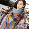 Women's Korean Style Knitted Plaid Tassel Shawl: Thick, Double-Sided & Versatile Winter Scarf