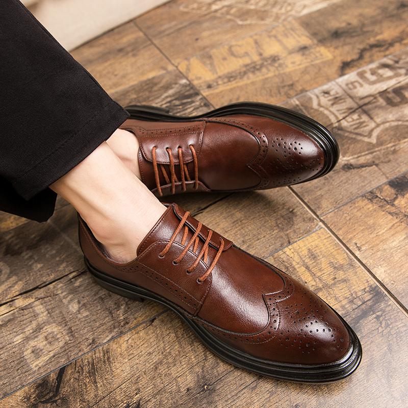 Men Business Formal Shoes Lace Up Black Leather Shoes Mens Fashion Dress Shoes Classic Italian Oxford Shoes Men Zapatos Hombre