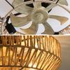 22-Inch Boho Ceiling Fan in Rattan Cage Design – with 6 Speed Settings, Remote Control & Reversible DC Motor for Living Rooms