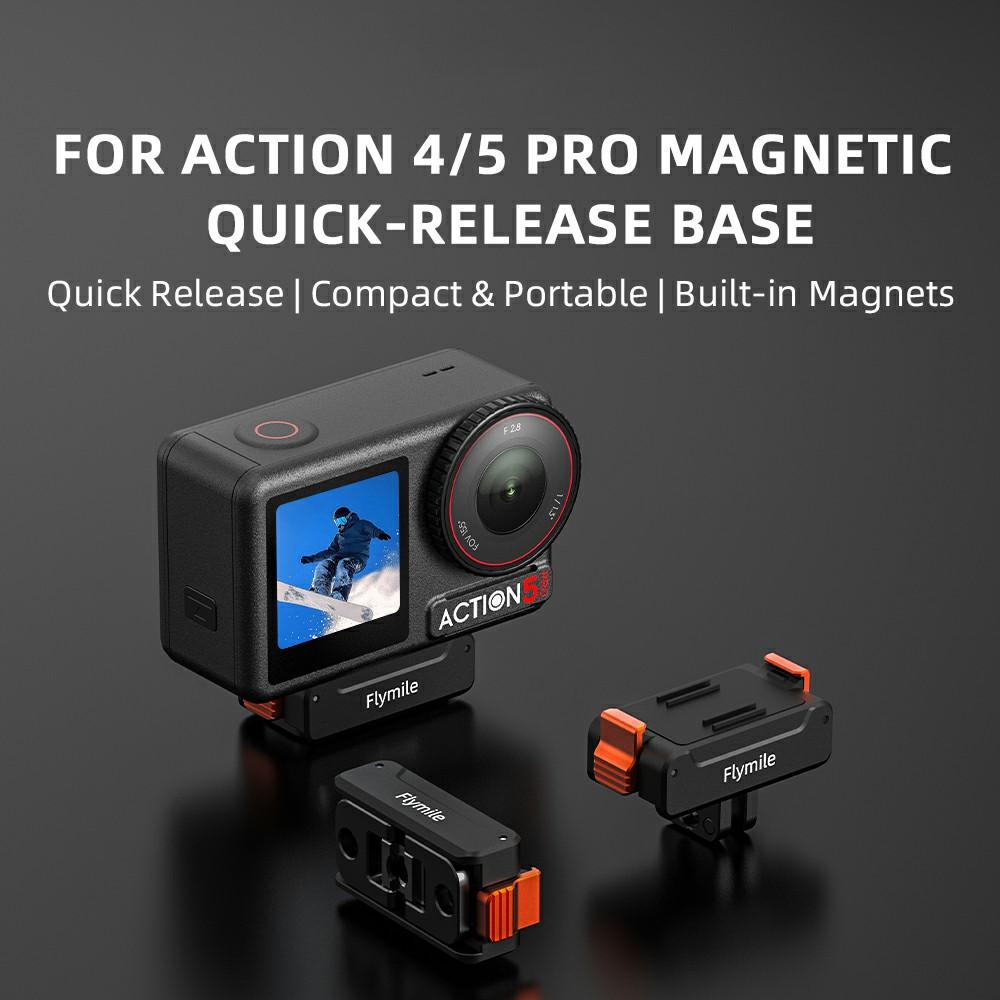 FLYMILE Магнитное крепление для DJI Osmo Action 5 Pro/Action 4 с базой 1/4 Quick Release и двойными портами расширения