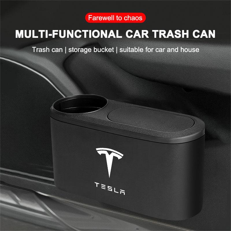 1 шт. Мусорное ведро Автомобильная эмблема Коробка для мусора Контейнер Хранение Автомобильные аксессуары Для Tesla Model S Model X Model Y Cybertruck Model 3 Model Y