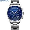 CRRJU New Men's Steel Band Sports Watch Fashion Business Multi-functional Six-pin Chronograph Watch
