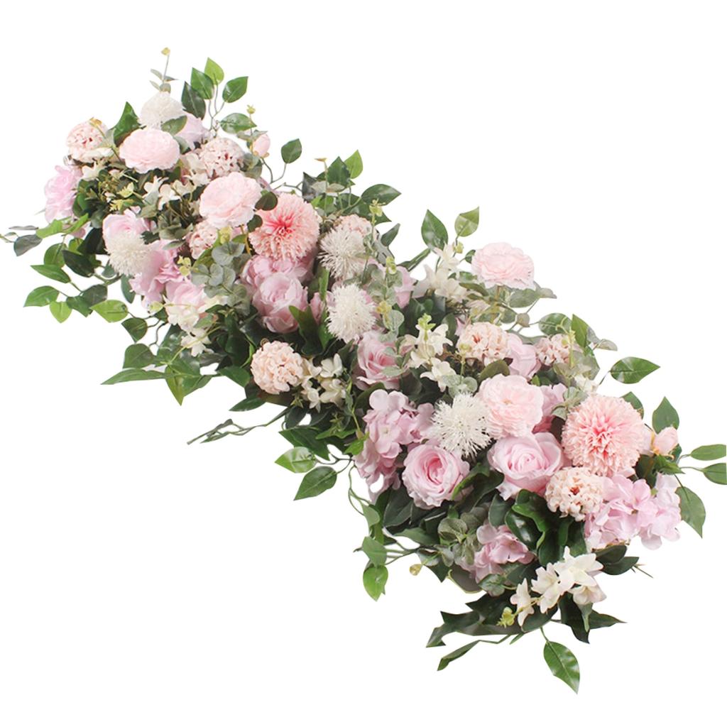 100cm Wedding Arch Flowers, Artificial Flowers Arrangement Swag, Silk Fake Peonies Rose Floral Row for Wedding Backdrop Decor DIY Party Ceremony