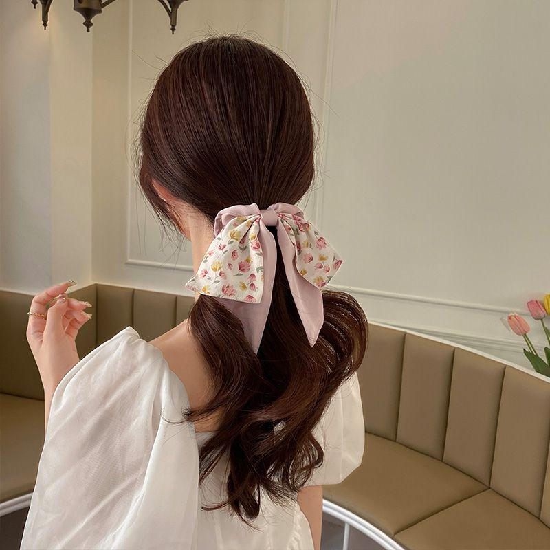 Broken Flower Bowknot Large Intestine Hair Ring Female Tie Hair Headstring Hair Band Small Scarf Ribbon Headwear