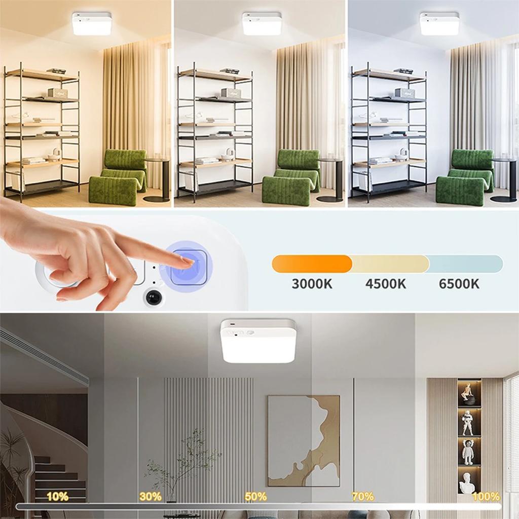 Светодиодный потолочный светильник с датчиком движения человека, 3 цвета света, плавная регулировка яркости, лестница, коридор, спальня, домашний декор, потолочный светильник, ночник