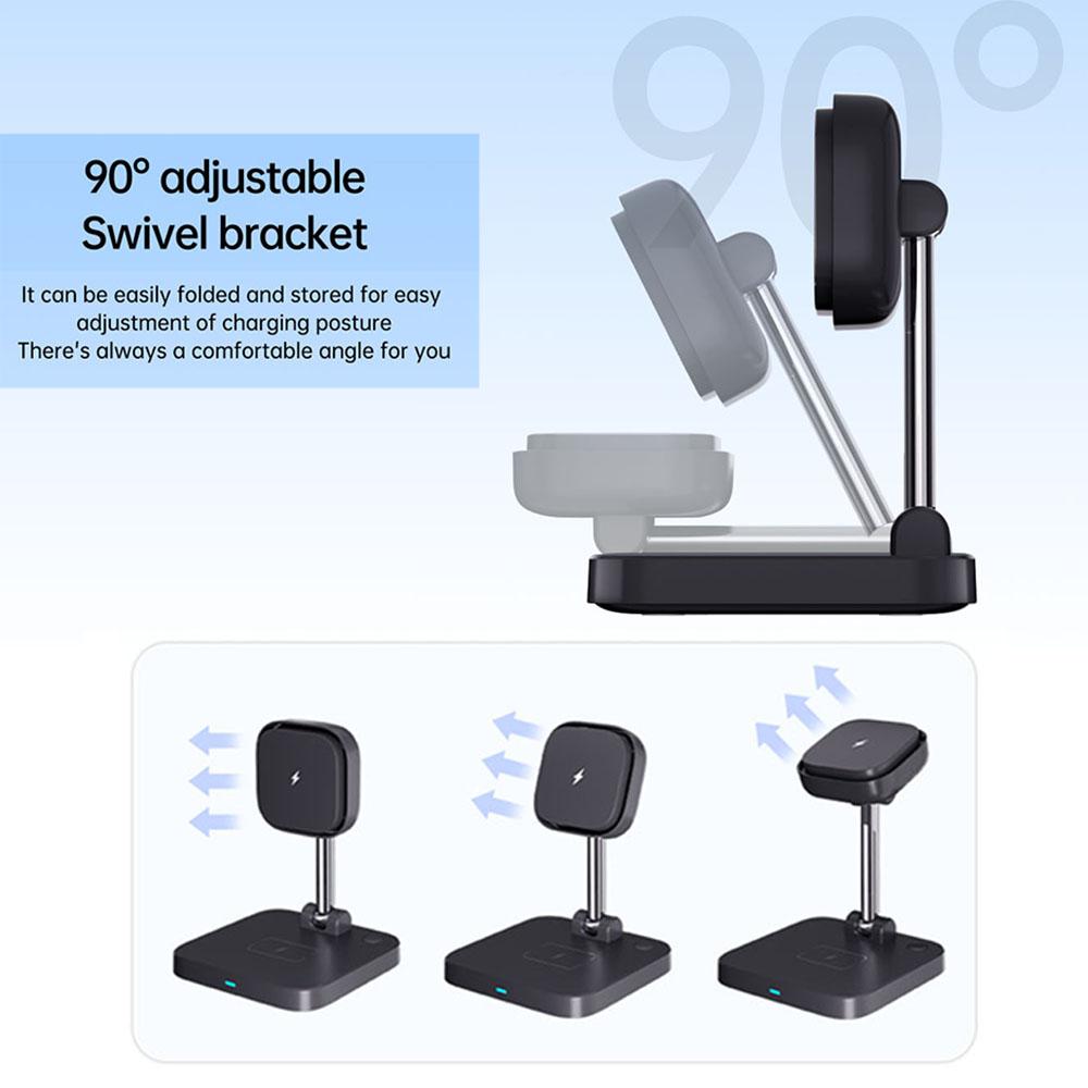 YN43 For iPhone/AirPods/Apple Watch Magnetic Wireless Charger Stand Built-In Cooling Fan