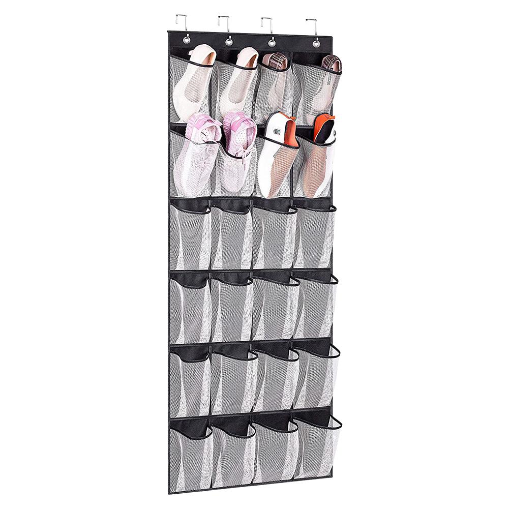 24 Pockets Over the Door Shoe Organizer Large Mesh Pocket Wall Storage Bag With 4 Metal Hooks Hanging Shoe Rack For Bedroom Door