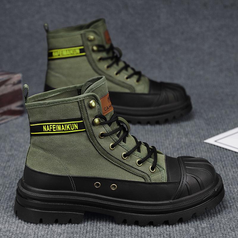 Модные мужские ботинки, рабочие ботинки для мужчин, ботинки с защитой от столкновений, дышащие ботинки, высокие ботинки для мужчин, новые